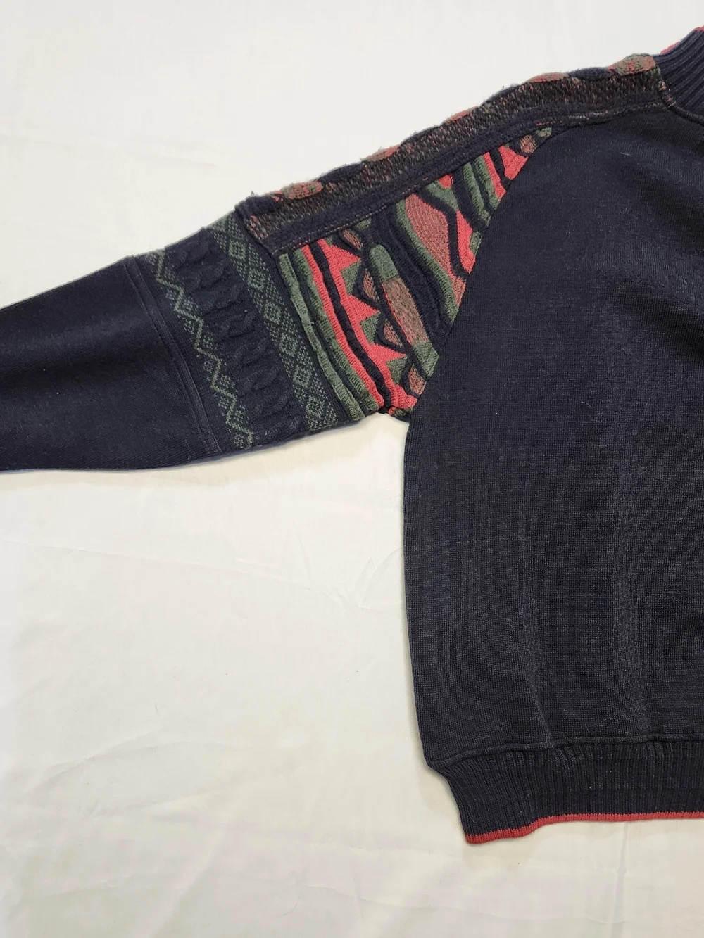ATG All Terrain Gear 1/4 Zip Sweater Crochet 3D Knit Coogie Sleeves Men's S Y2K